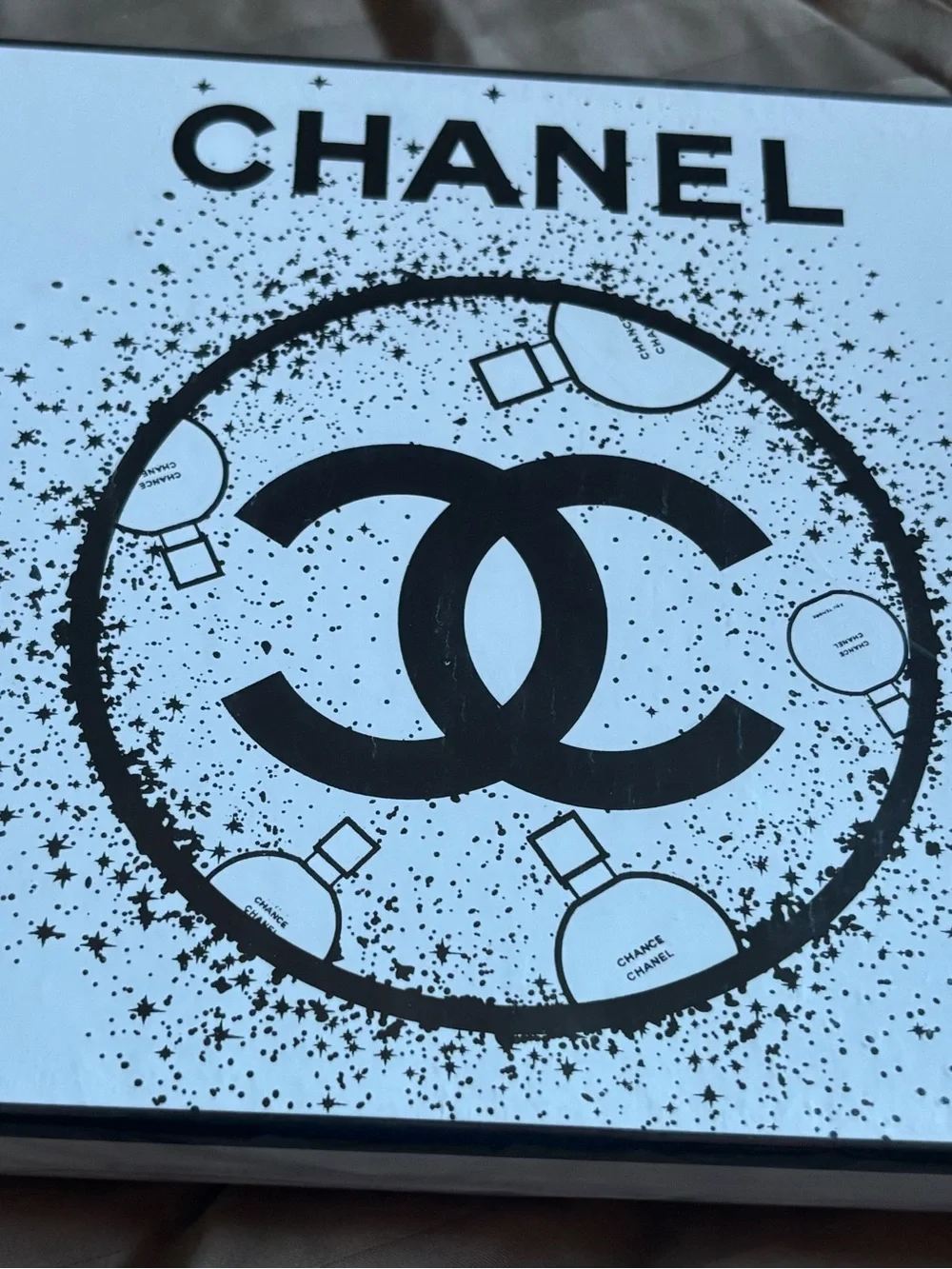 CHANEL Black on White Interlocking CC Logo Art Print